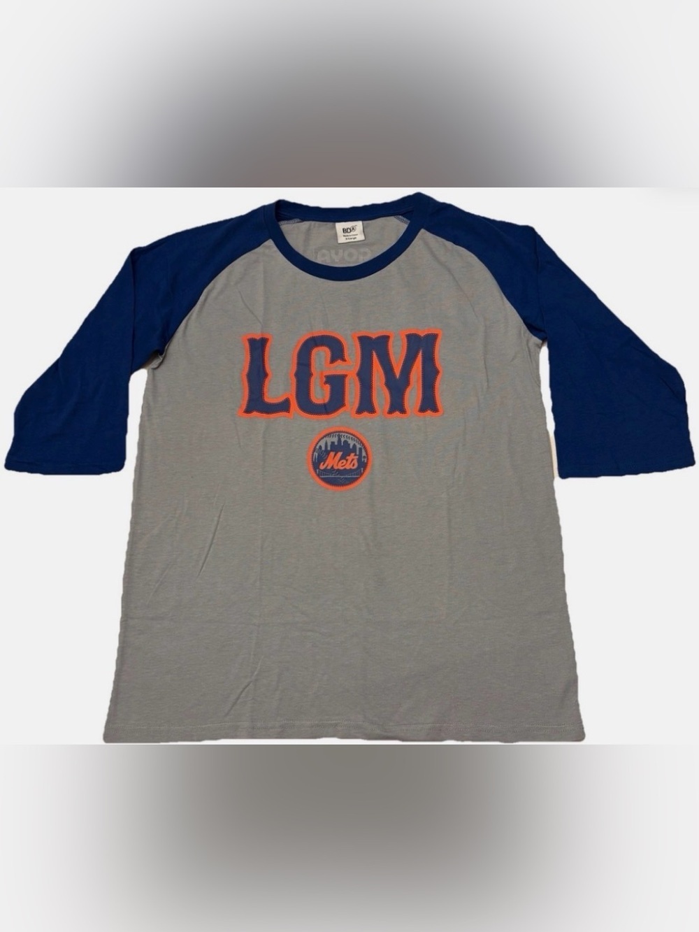 Promotional Stadium Giveaway NY Mets Blue and Gray LGM Mets 3/4 sleeve Tee